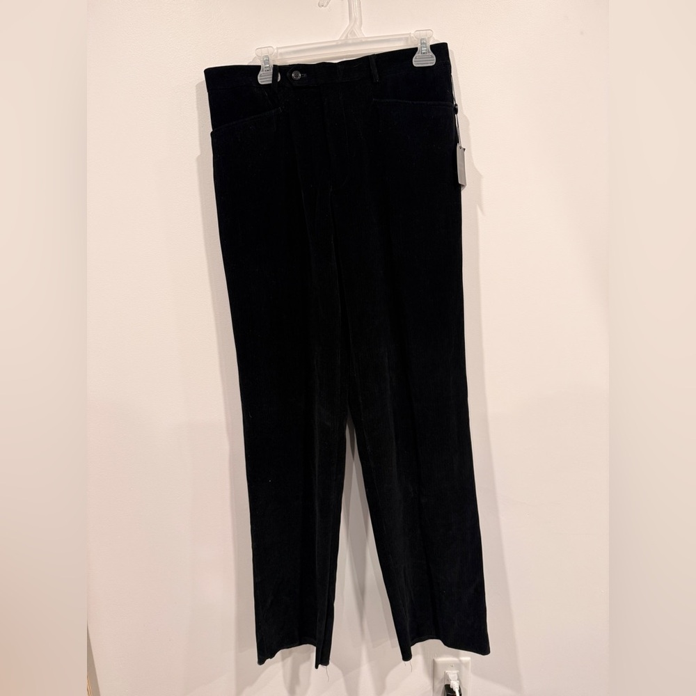 NWT Piattelli Mens Black Velvet Corduroy Trousers